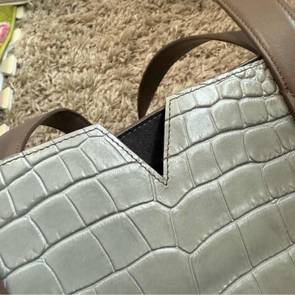 Vince large Croc embossed leather Shoulder Tote - Picture 2 of 10